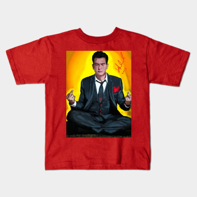 Charlie sheen Kids T-Shirt by Acez_ink